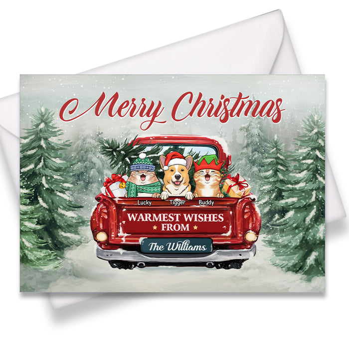Joyeux Noël, meilleurs vœux de la famille ! Carte postale personnalisée pour chien et chat, cartes de vœux ! Cadeau de Noël pour propriétaires et amoureux des animaux.