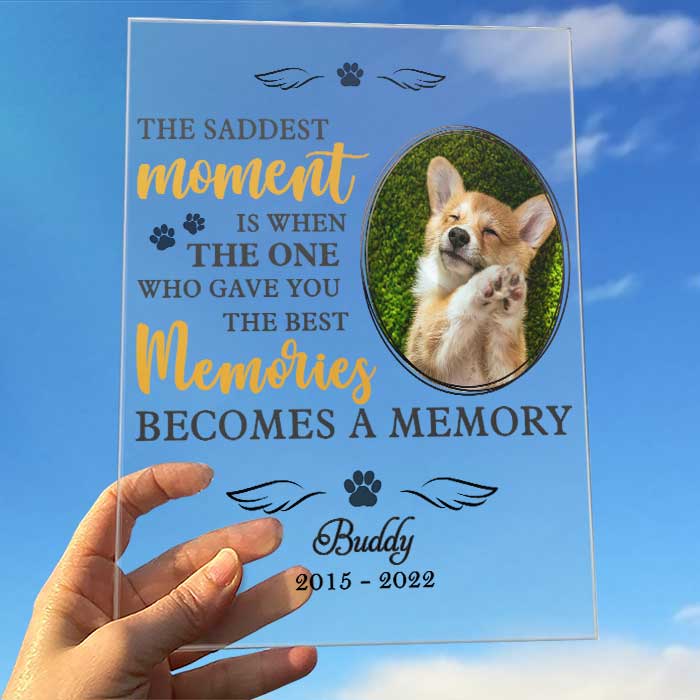 Tu m'as laissé de merveilleux souvenirs - Plaque acrylique personnalisée - Télécharger une image, un cadeau commémoratif ou un cadeau de condoléances