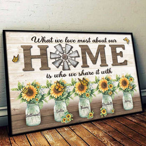 Ce que nous aimons le plus dans notre maison - Affiche horizontale personnalisée - Cadeau pour couple, mari et femme
