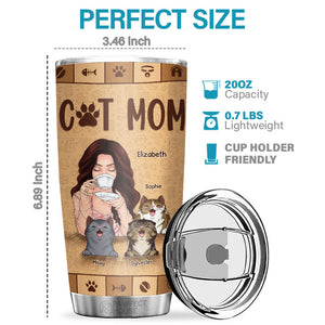 Maman chat, le café et les chats font tourner le monde - Gobelet personnalisé - Cadeau pour amoureux des chats, propriétaires de chats, cadeau pour chat, cadeau pour amoureux des animaux