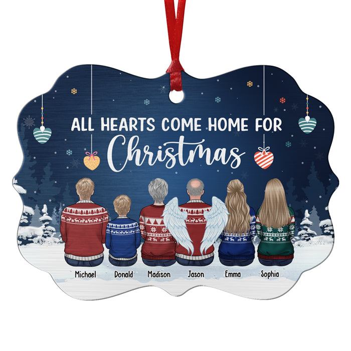 Tous les cœurs reviennent à la maison pour Noël - Décoration familiale personnalisée - Aluminium en forme de Benelux - Cadeau de Noël pour les membres de la famille