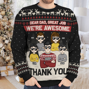 Cher papa, bon travail, merci - Sweat-shirt de Noël unisexe personnalisé, sweat-shirt en laine, sweat-shirt imprimé intégral - Cadeau pour papa, cadeau de Noël