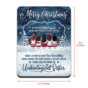 Les amis cessent d'être amis et deviennent sœurs - Carte de Noël personnalisée en bois avec ornement amovible - Cadeau pour meilleure amie, meilleure amie, sœur, cadeau d'anniversaire pour meilleure amie et amie, cadeau de Noël