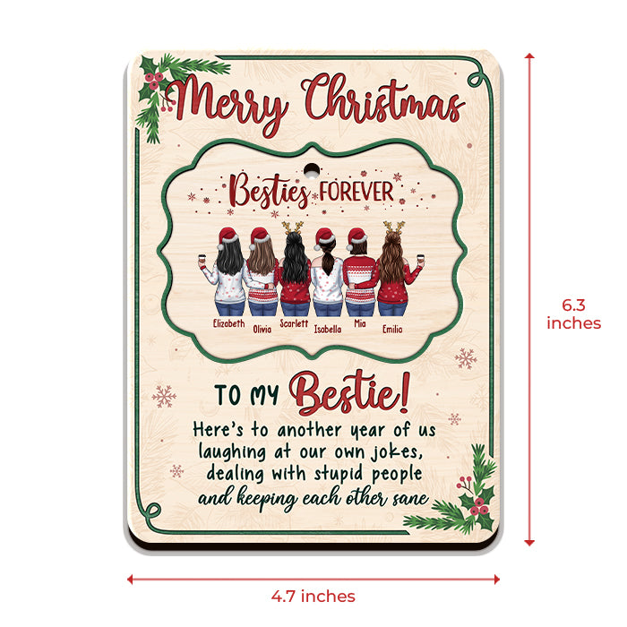 Voici une autre année où nous rions de nos propres blagues - Carte de Noël en bois personnalisée avec ornement pop-out - Cadeau pour meilleure amie, meilleure amie, sœur, cadeau d'anniversaire pour meilleure amie et amie, cadeau de Noël