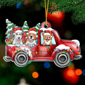Décoration de Noël personnalisée en acrylique en forme de voiture, « Trop d'amour » et « Joyeux Noël » ! Cadeau pour les amoureux des animaux, cadeau de Noël