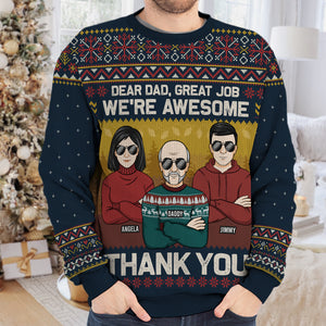 Joyeux Noël et merci papa, nous sommes géniaux - Sweat-shirt moche personnalisé pour la famille - Pull en laine unisexe - Cadeau de Noël pour papa