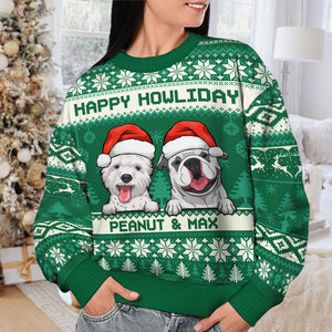 Joyeux anniversaire - Sweat-shirt de Noël unisexe personnalisé, en laine, imprimé intégral - Cadeau pour les amoureux des chiens, des animaux, de Noël