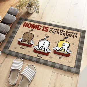 La maison est là où vous avez fait caca confortablement - Tapis décoratif personnalisé - Cadeau pour les amoureux des animaux, les propriétaires d'animaux, cadeau pour animaux de compagnie