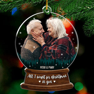 Mon cœur est partout où tu es - Décoration de Noël personnalisée en acrylique en forme de boule de neige - Télécharger une image, cadeau pour couple, mari et femme, anniversaire, fiançailles, mariage, cadeau de mariage, cadeau de Noël