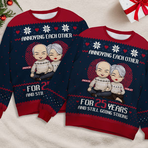 Toujours aussi fort - Sweat-shirt de Noël unisexe personnalisé, sweat-shirt en laine, sweat-shirt imprimé intégral - Cadeau pour couple, mari, femme, anniversaire, fiançailles, mariage, cadeau de mariage, cadeau de Noël