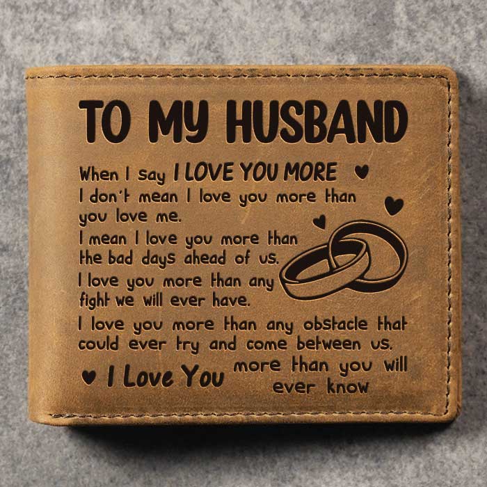 Je t'aime encore plus - Portefeuille à deux volets - Cadeau pour couple, mari et femme
