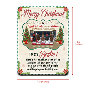 Une autre année où nous rions de nos propres blagues - Carte de Noël en bois personnalisée avec ornement amovible - Cadeau pour meilleure amie, meilleure amie, sœur, cadeau d'anniversaire pour meilleure amie et amie, cadeau de Noël