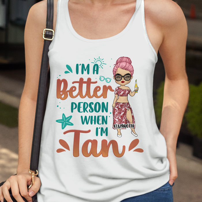 Juste une fille qui aime la plage - Débardeur dos nageur personnalisé - Cadeau pour meilleure amie