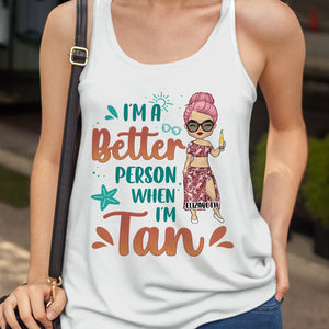 Juste une fille qui aime la plage - Débardeur dos nageur personnalisé - Cadeau pour meilleure amie