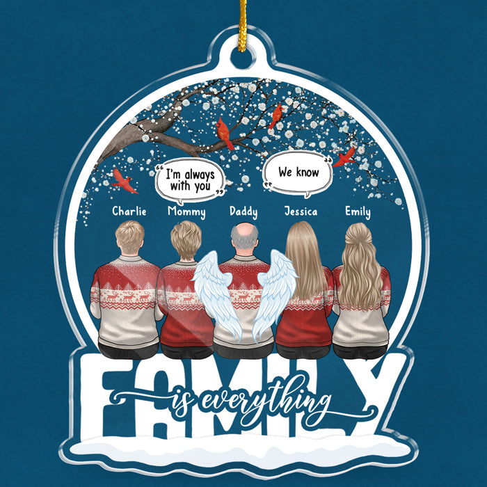 La famille est primordiale - Ornement commémoratif personnalisé - Boule à neige en acrylique - Cadeau de condoléances, cadeau de Noël pour les membres de la famille