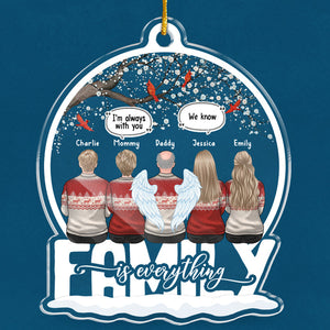 La famille est primordiale - Ornement commémoratif personnalisé - Boule à neige en acrylique - Cadeau de condoléances, cadeau de Noël pour les membres de la famille