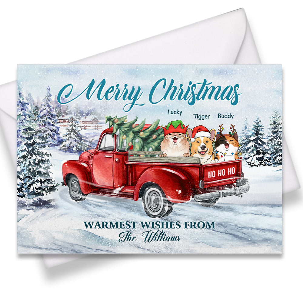 Meilleurs vœux de la famille - Carte postale de Noël personnalisée, carte de Noël, cartes de vœux - Cadeau pour les amoureux des animaux, cadeau de Noël