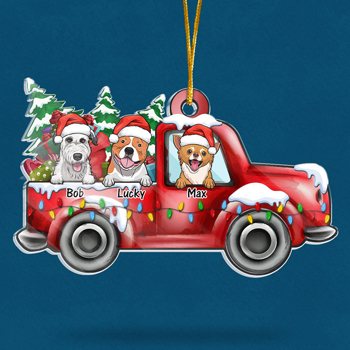 Décoration de Noël personnalisée en acrylique en forme de voiture, « Trop d'amour » et « Joyeux Noël » ! Cadeau pour les amoureux des animaux, cadeau de Noël