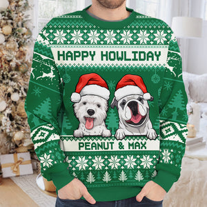 Joyeux anniversaire - Sweat-shirt de Noël unisexe personnalisé, en laine, imprimé intégral - Cadeau pour les amoureux des chiens, des animaux, de Noël