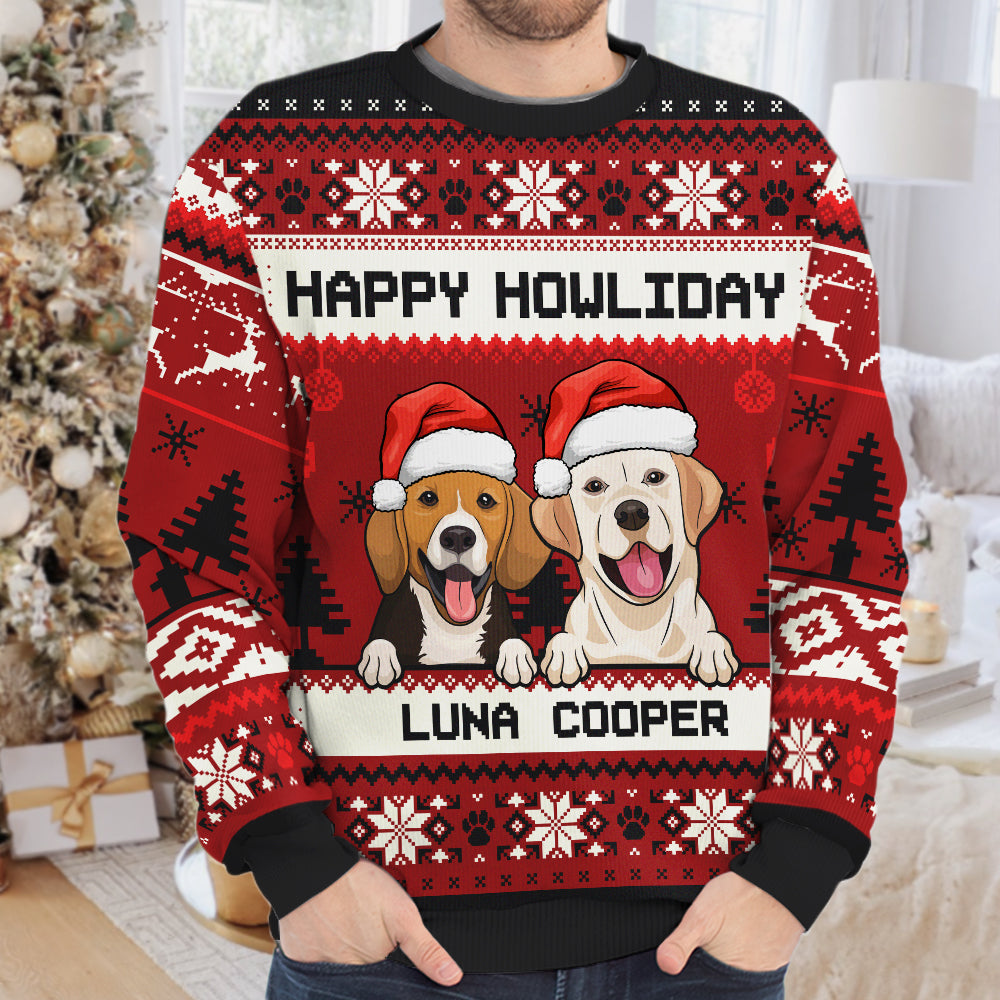 Joyeux Noël, joyeux anniversaire ! Sweat-shirt de Noël unisexe personnalisé, en laine, imprimé intégral ! Cadeau pour les amoureux des chiens et des animaux.