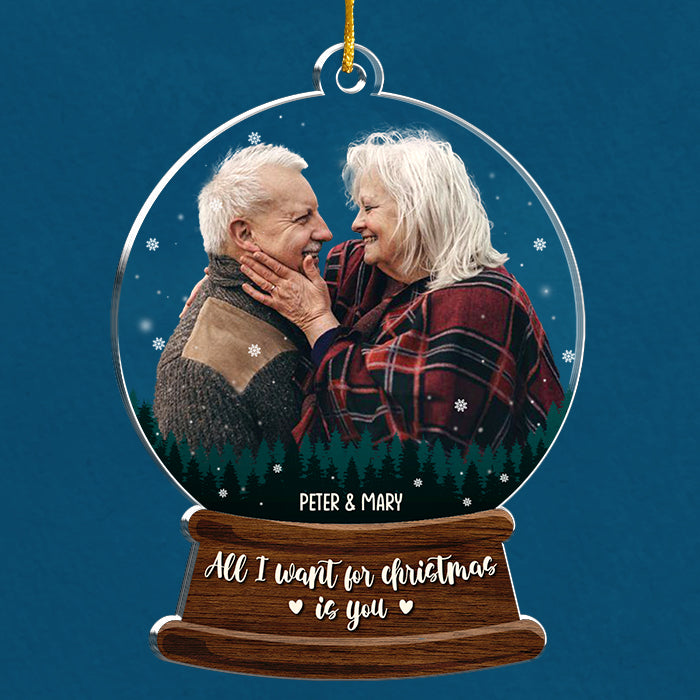 Mon cœur est partout où tu es - Décoration de Noël personnalisée en acrylique en forme de boule de neige - Télécharger une image, cadeau pour couple, mari et femme, anniversaire, fiançailles, mariage, cadeau de mariage, cadeau de Noël