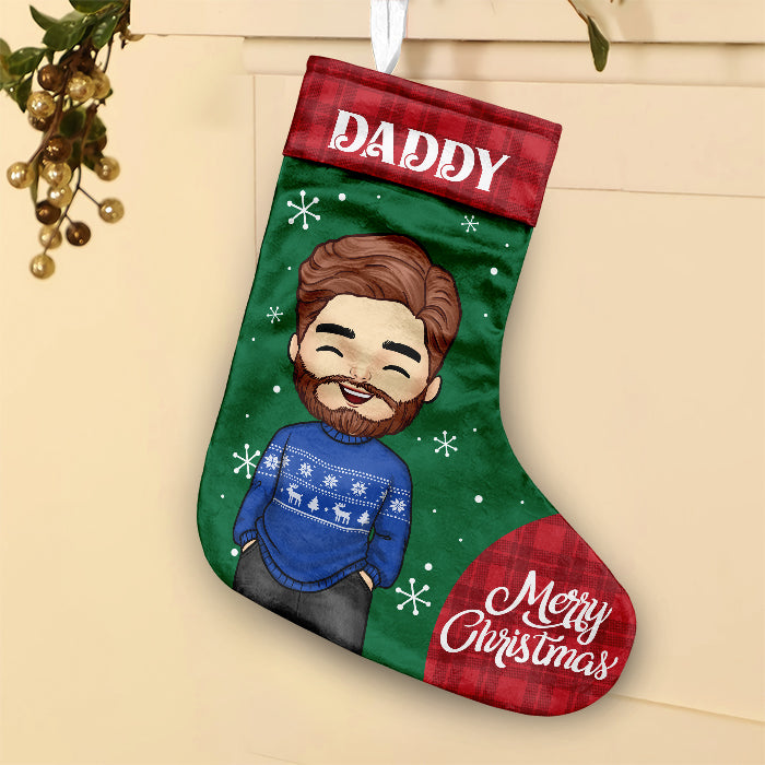 Le réveillon de Noël est une soirée familiale ! Chaussette de Noël personnalisée ! Cadeau pour la famille, cadeau de Noël
