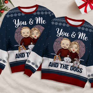 Toi et moi - Sweat-shirt de Noël unisexe personnalisé, sweat-shirt en laine, sweat-shirt imprimé intégral - Cadeau pour couple, mari et femme, anniversaire, fiançailles, mariage, cadeau de mariage, cadeau de Noël
