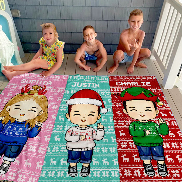 Noël arrive en ville - Serviette de plage personnalisée - Cadeau pour la famille, cadeau pour les enfants, cadeau de Noël