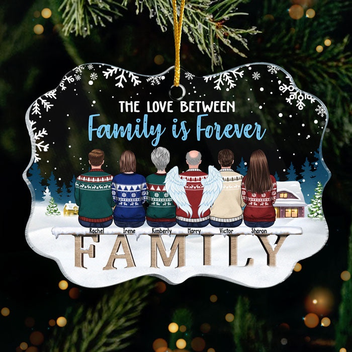 L'amour entre les familles est éternel - Décoration de Noël personnalisée en acrylique en forme de Benelux - Cadeau pour la famille, cadeau de Noël