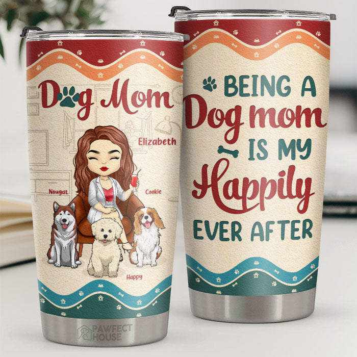 Être maman d'un chien, c'est vivre heureux pour toujours - Gobelet personnalisé - Cadeau pour amoureux des chiens, propriétaires de chiens, cadeau pour chien, cadeau pour amoureux des animaux