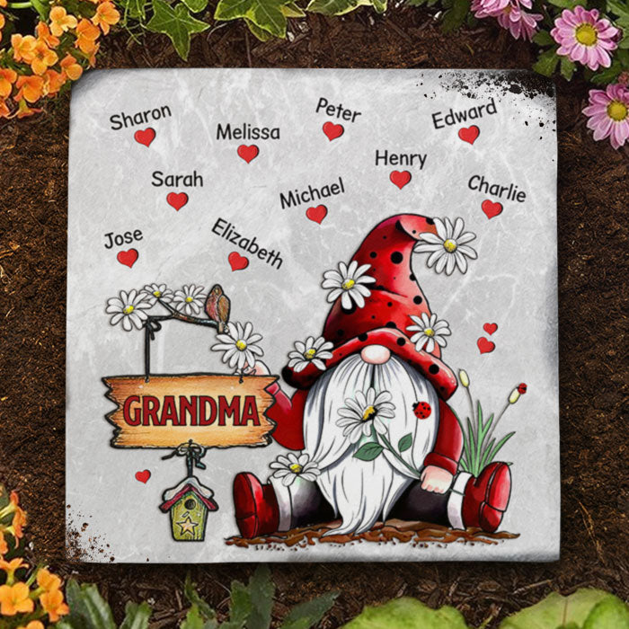 Jardin d'amour de grand-mère - Pierre de jardin personnalisée - Cadeau pour grand-mère et grands-parents