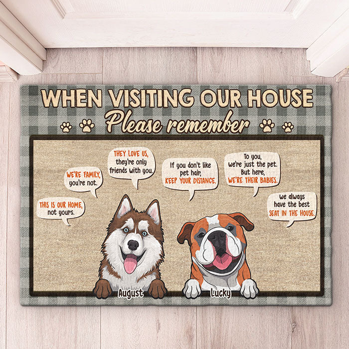Lors de votre visite chez nous, n'oubliez pas : tapis décoratif personnalisé - Télécharger une image, cadeau pour les amoureux des chiens, propriétaires de chiens, cadeau pour chien, cadeau pour les amoureux des animaux