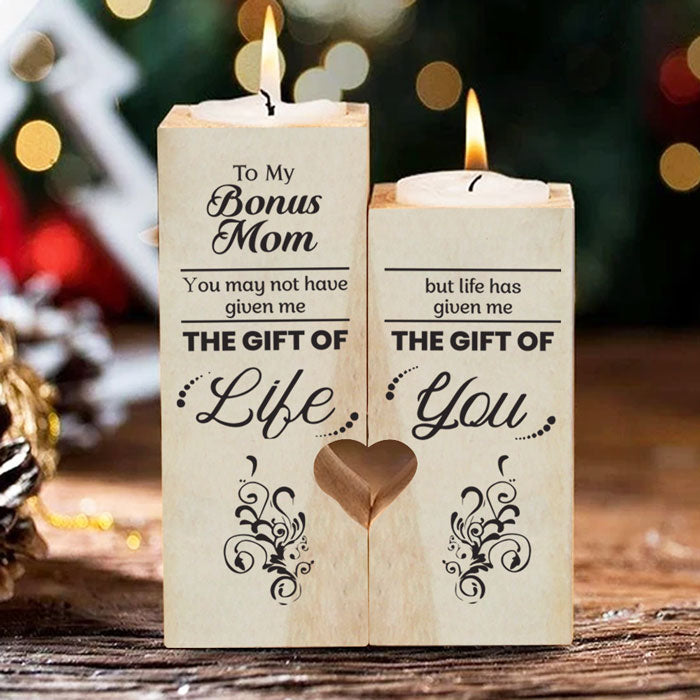 À ma maman bonus, la vie m'a offert le cadeau de toi - Bougeoir familial - Cadeau de Noël pour maman