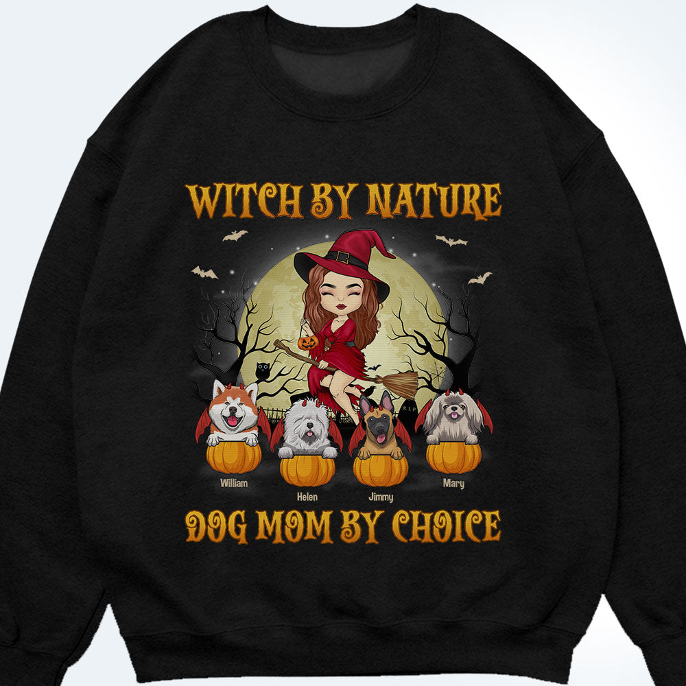 Sorcière par nature, mais maman chien par choix - T-shirt unisexe personnalisé, sweat à capuche, sweat-shirt - Cadeau pour sorcière, cadeau pour amoureux des animaux, cadeau d'Halloween