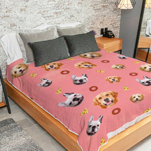 Adorables animaux et icônes de fruits - Couverture personnalisée - Télécharger une image, cadeau pour les amoureux des animaux, cadeau de Noël