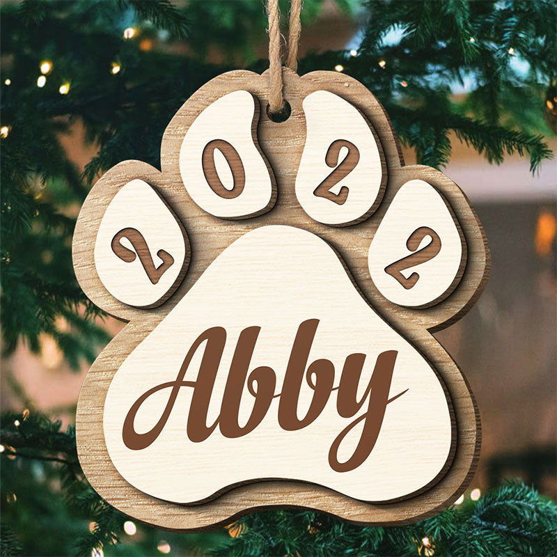 Christmas Is On Its Way - Personalized Custom Paw Shaped 2 Layered Wood Christmas Ornament - Gift For Pet Lovers, Christmas Gift