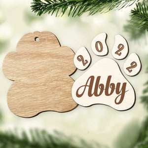 Christmas Is On Its Way - Personalized Custom Paw Shaped 2 Layered Wood Christmas Ornament - Gift For Pet Lovers, Christmas Gift