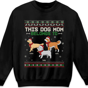 Cette maman chien appartient à - T-shirt unisexe personnalisé, sweat à capuche, sweat-shirt - Cadeau de Noël pour les propriétaires d'animaux et les amoureux des animaux