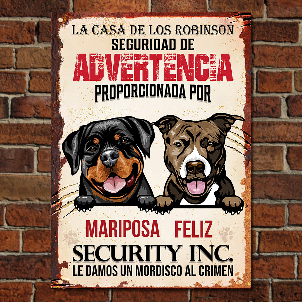 Nous prenons une bouchée de la criminalité Francais - Funny Personalized Dog Metal Sign.