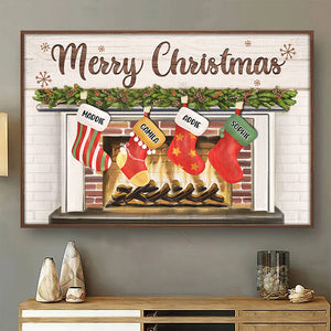 Merry Christmas With Family - Personalized Horizontal Poster.