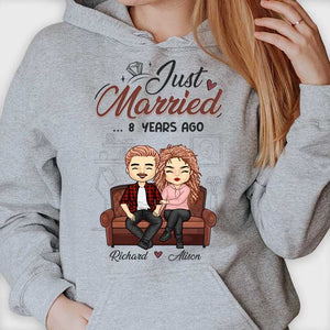 Just Married - T-shirt unisexe personnalisé, sweat à capuche - Cadeau pour couple, mari et femme