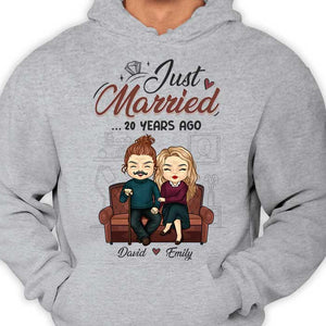 Just Married - T-shirt unisexe personnalisé, sweat à capuche - Cadeau pour couple, mari et femme