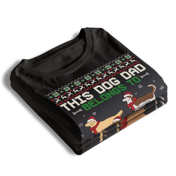 Cette maman chien appartient à - T-shirt unisexe personnalisé, sweat à capuche, sweat-shirt - Cadeau de Noël pour les propriétaires d'animaux et les amoureux des animaux