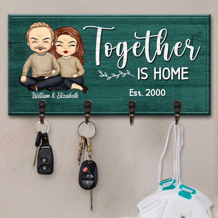 Ensemble, c'est la maison - Porte-clés personnalisé, porte-clés - Cadeau pour couple, mari et femme