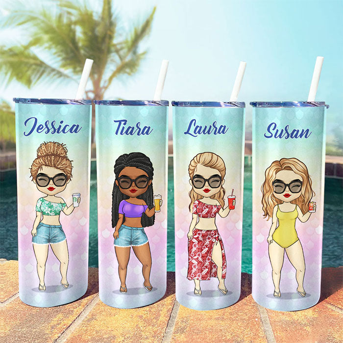 Vacances d'été Chibi - Gobelet fin personnalisé - Cadeau pour meilleure amie
