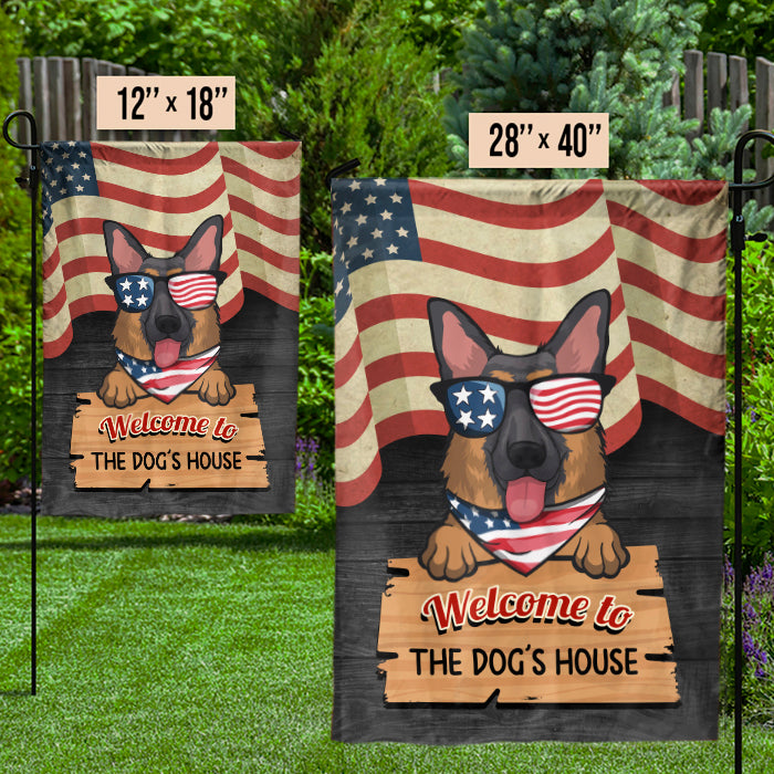 Welcome To The Dog's House - 4th Of July Decoration - Personalized Dog Flag.