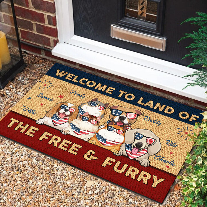 Land Of The Free & Furry - 4th Of July Funny Personalized Pet Decorative Mat (Cat & Dog).