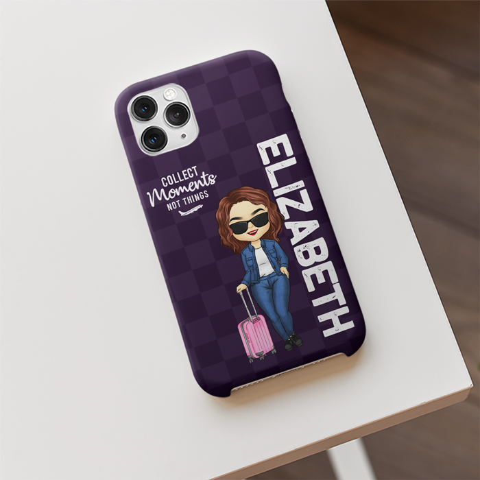 Collectionnez des moments, pas des objets - Étui de téléphone personnalisé pour voyage - Cadeau pour les amoureux du voyage