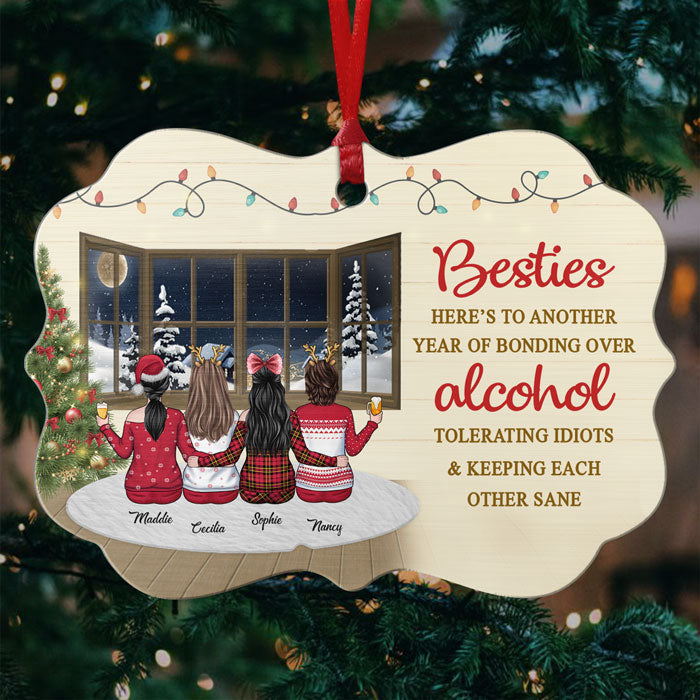 Voici une autre année de liens autour des idiots tolérants à l'alcool - Décoration de Noël en bois personnalisée en forme de Benelux - Cadeau pour meilleure amie, meilleure amie, sœur, cadeau d'anniversaire pour meilleure amie et amie, cadeau de Noël