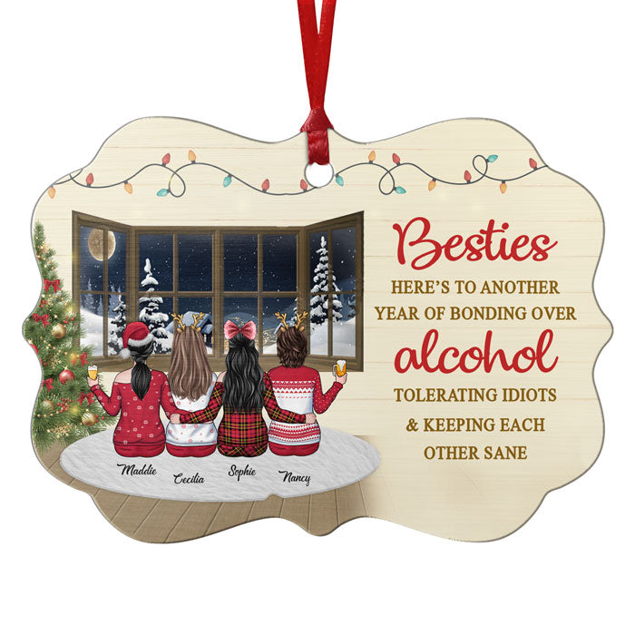 Voici une autre année de liens autour des idiots tolérants à l'alcool - Décoration de Noël en bois personnalisée en forme de Benelux - Cadeau pour meilleure amie, meilleure amie, sœur, cadeau d'anniversaire pour meilleure amie et amie, cadeau de Noël